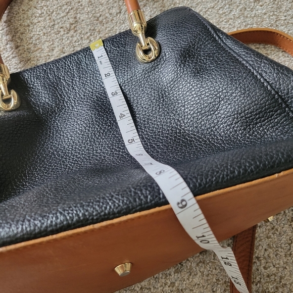 VALENTINA Vintage Pebbled Black and Brown Leather Satchel - Great Condition - Picture 12 of 14